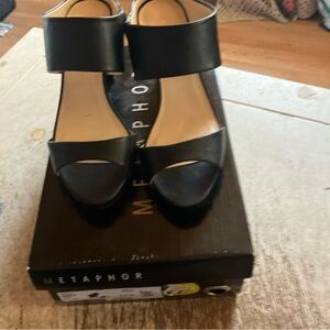 Metaphor Black Open-Toe Heels